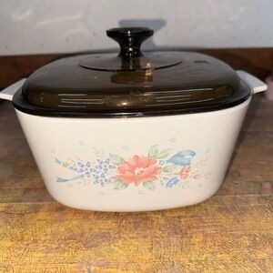 Vintage CORNING WARE SYMPHONY 3 Liter CASSEROLE DISH & AMBER Lid